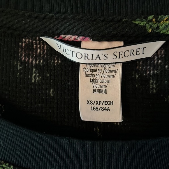 Victoria's Secret Black Top with Pink and Green Floral Design - Picture 2 of 7